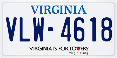 VA license plate VLW4618