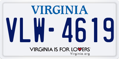 VA license plate VLW4619