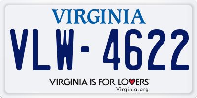 VA license plate VLW4622