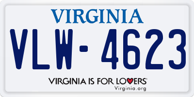 VA license plate VLW4623