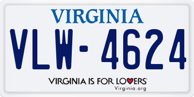 VA license plate VLW4624