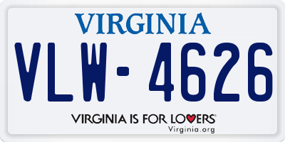 VA license plate VLW4626