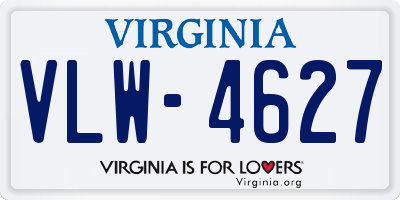 VA license plate VLW4627