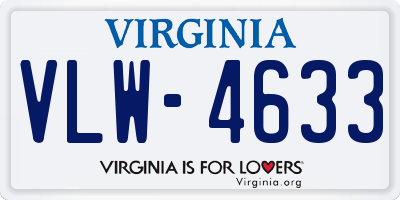 VA license plate VLW4633