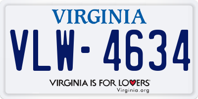 VA license plate VLW4634