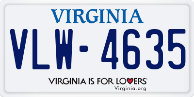 VA license plate VLW4635