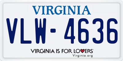 VA license plate VLW4636