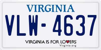 VA license plate VLW4637