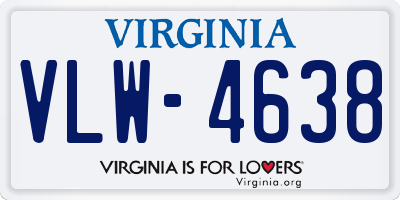 VA license plate VLW4638