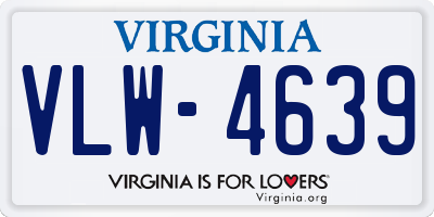 VA license plate VLW4639