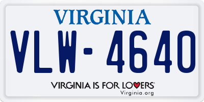 VA license plate VLW4640