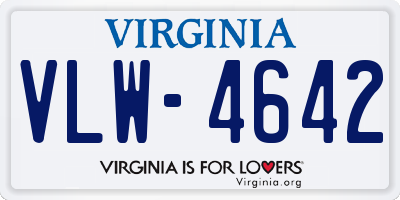 VA license plate VLW4642