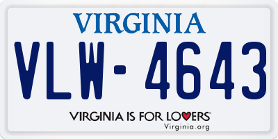 VA license plate VLW4643