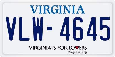 VA license plate VLW4645