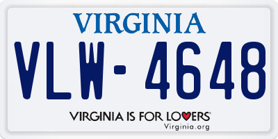 VA license plate VLW4648