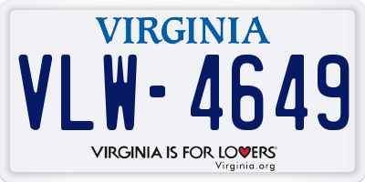 VA license plate VLW4649