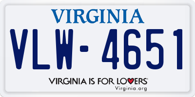 VA license plate VLW4651