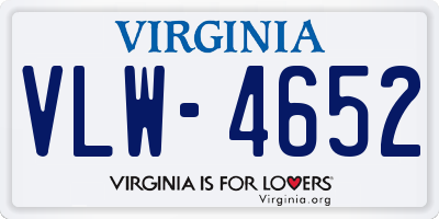 VA license plate VLW4652