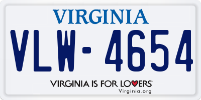 VA license plate VLW4654