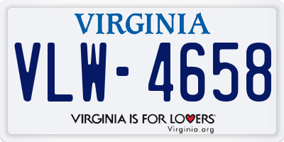 VA license plate VLW4658