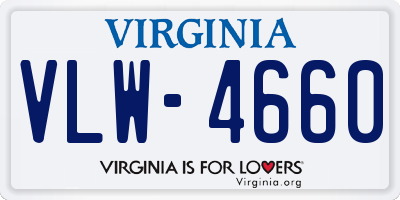 VA license plate VLW4660