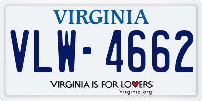 VA license plate VLW4662