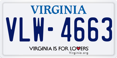 VA license plate VLW4663