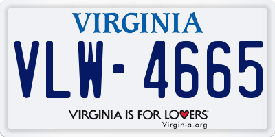 VA license plate VLW4665