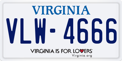 VA license plate VLW4666