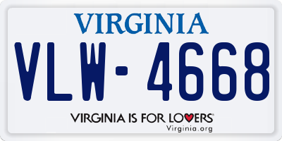 VA license plate VLW4668