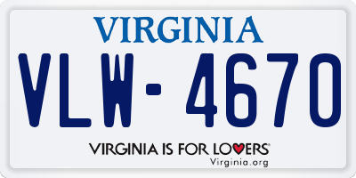 VA license plate VLW4670