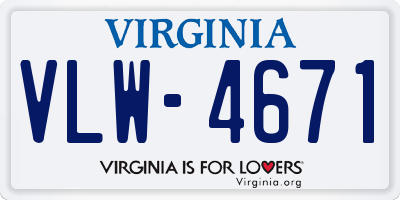 VA license plate VLW4671