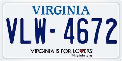 VA license plate VLW4672