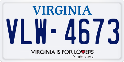 VA license plate VLW4673