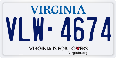 VA license plate VLW4674