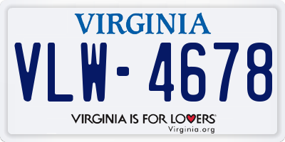 VA license plate VLW4678