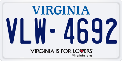 VA license plate VLW4692