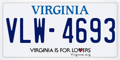 VA license plate VLW4693