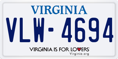 VA license plate VLW4694