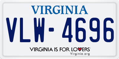 VA license plate VLW4696