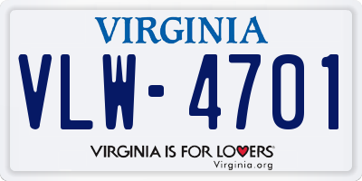 VA license plate VLW4701