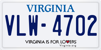 VA license plate VLW4702