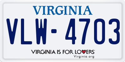 VA license plate VLW4703