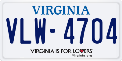 VA license plate VLW4704