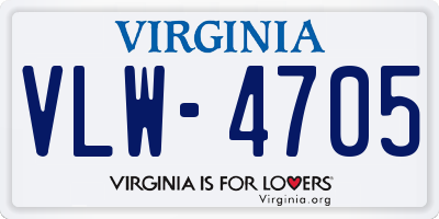 VA license plate VLW4705