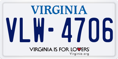 VA license plate VLW4706