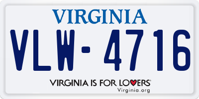 VA license plate VLW4716