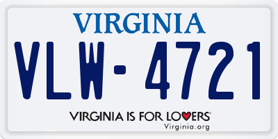 VA license plate VLW4721