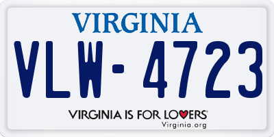 VA license plate VLW4723