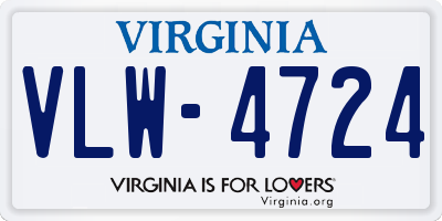 VA license plate VLW4724